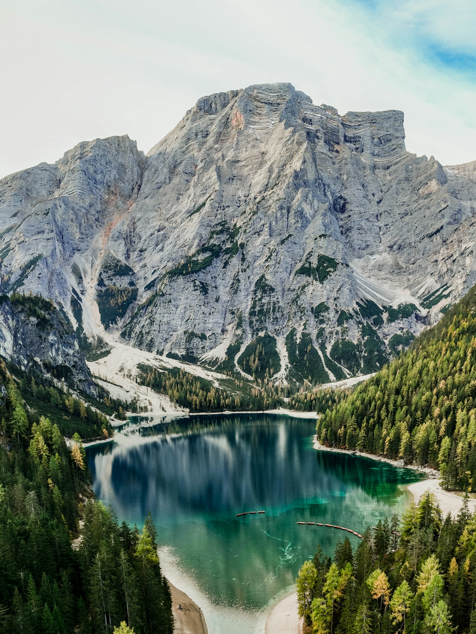 An alpine lake below the Dolomites
